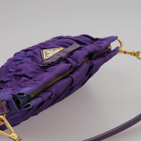 PRADA Accessory Pouch Nylon Purple Gold Auth 106340