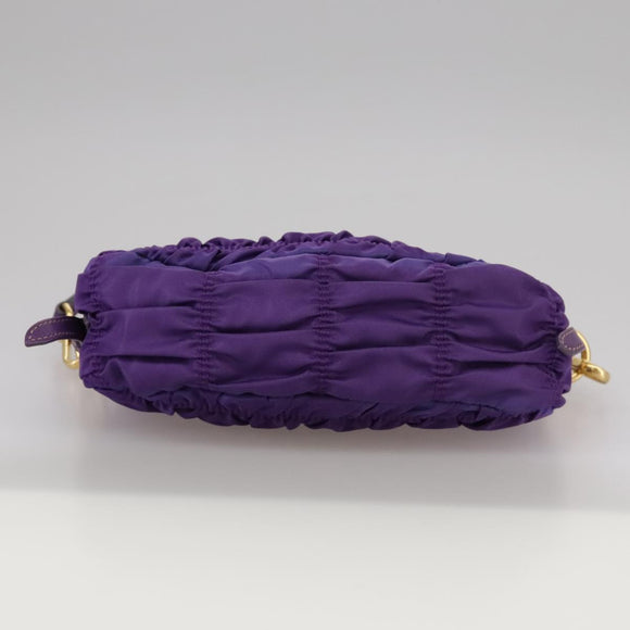 PRADA Accessory Pouch Nylon Purple Gold Auth 106340