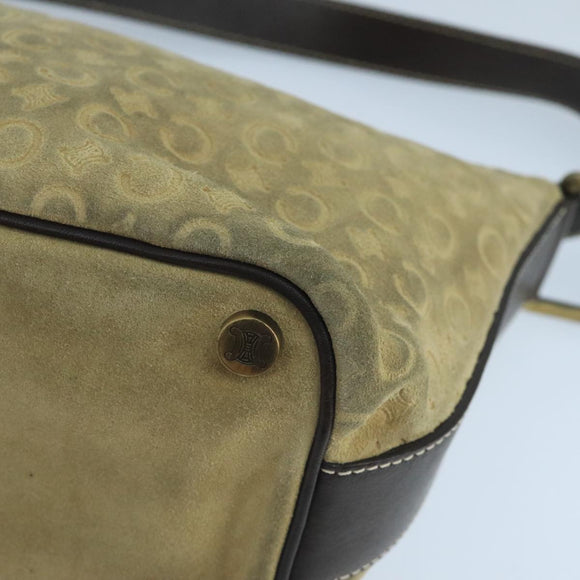 CELINE C Macadam Canvas Shoulder Bag Beige Auth 106367