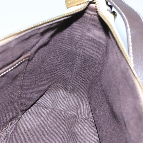 CELINE C Macadam Canvas Shoulder Bag Beige Auth 106367