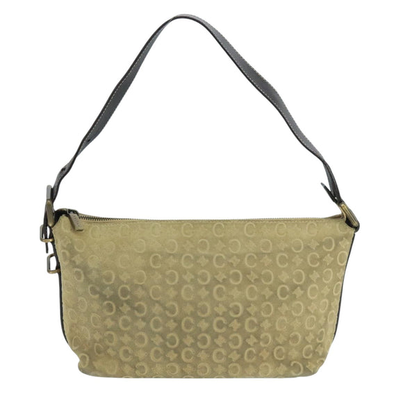 CELINE C Macadam Canvas Shoulder Bag Beige Auth 106367