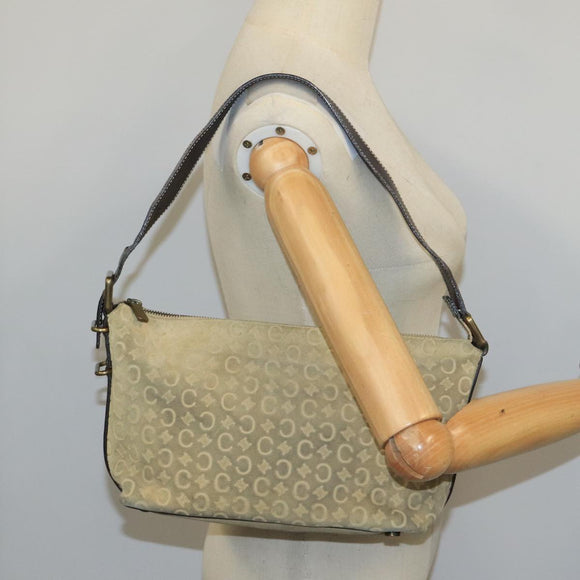CELINE C Macadam Canvas Shoulder Bag Beige Auth 106367