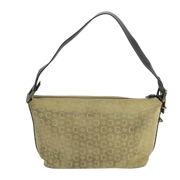 CELINE C Macadam Canvas Shoulder Bag Beige Auth 106367