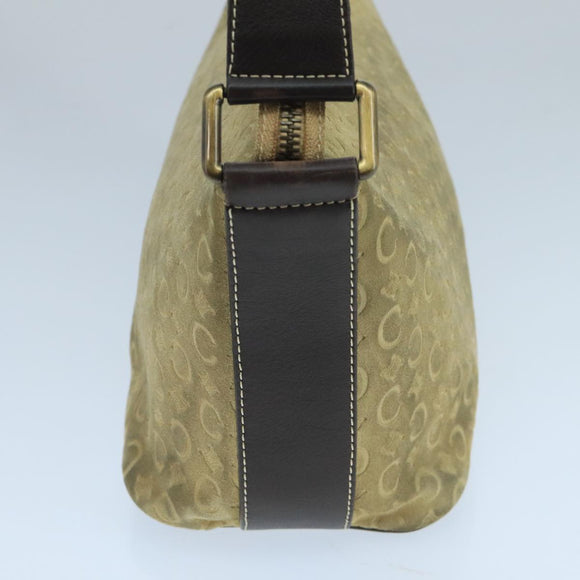 CELINE C Macadam Canvas Shoulder Bag Beige Auth 106367