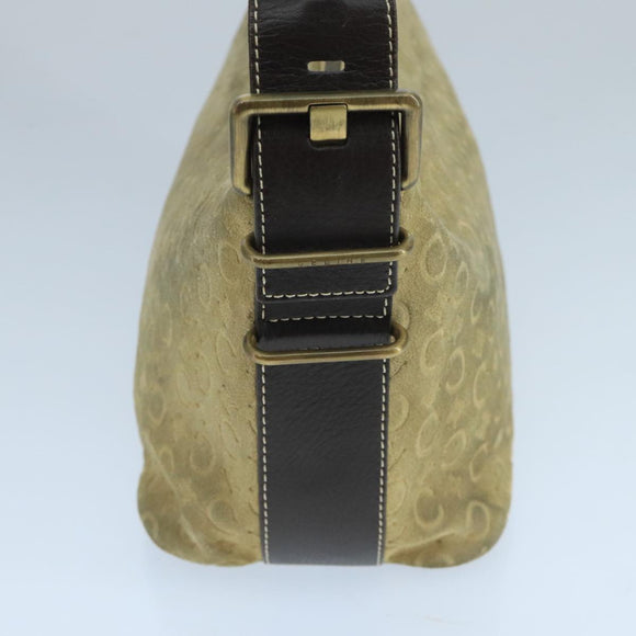 CELINE C Macadam Canvas Shoulder Bag Beige Auth 106367