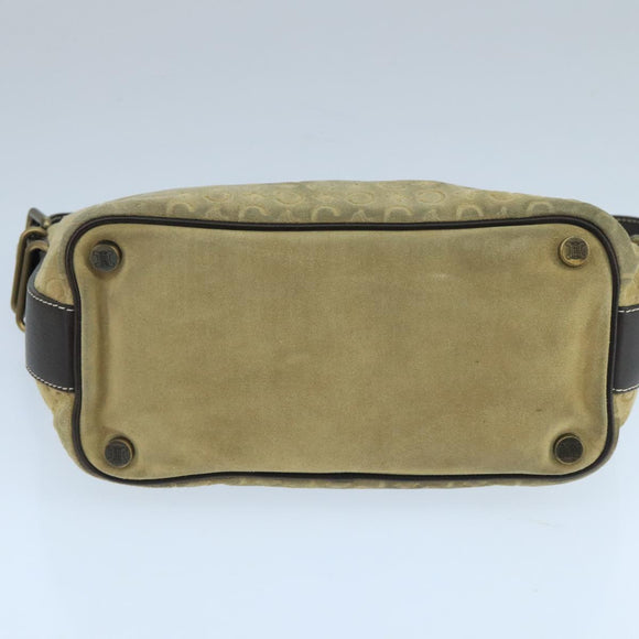 CELINE C Macadam Canvas Shoulder Bag Beige Auth 106367