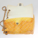 CHANEL Matelasse Chain Shoulder Bag Enamel Yellow CC Auth 106418-9