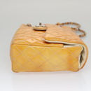 CHANEL Matelasse Chain Shoulder Bag Enamel Yellow CC Auth 106418-5