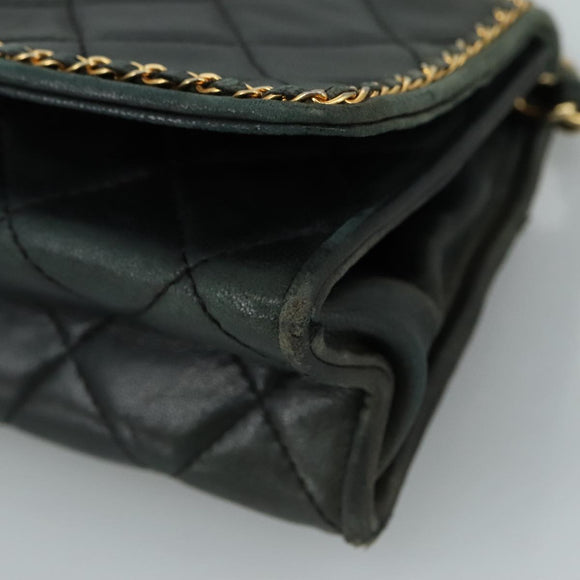 CHANEL Chain Shoulder Bag Leather Black CC Auth 106420