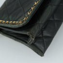 CHANEL Ketten-Umhängetasche Leder Schwarz CC Auth 106420-8