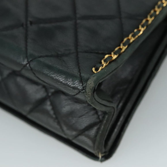 CHANEL Ketten-Umhängetasche Leder Schwarz CC Auth 106420