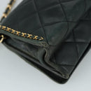 CHANEL Chain Shoulder Bag Leather Black CC Auth 106420-17