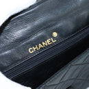 CHANEL Ketten-Umhängetasche Leder Schwarz CC Auth 106420-19