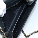 CHANEL Ketten-Umhängetasche Leder Schwarz CC Auth 106420-10
