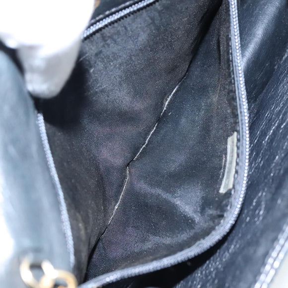 CHANEL Ketten-Umhängetasche Leder Schwarz CC Auth 106420