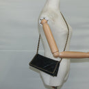 CHANEL Ketten-Umhängetasche Leder Schwarz CC Auth 106420-22