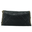 CHANEL Ketten-Umhängetasche Leder Schwarz CC Auth 106420-2