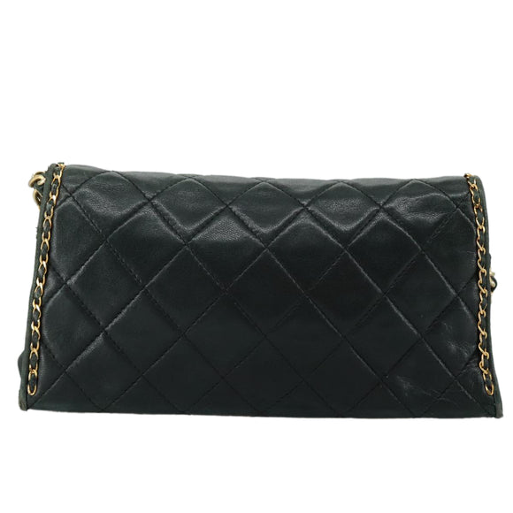 CHANEL Ketten-Umhängetasche Leder Schwarz CC Auth 106420