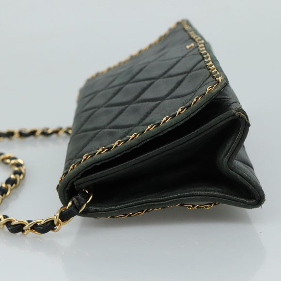 CHANEL Chain Shoulder Bag Leather Black CC Auth 106420