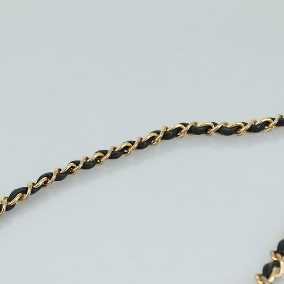 CHANEL Ketten-Umhängetasche Leder Schwarz CC Auth 106420