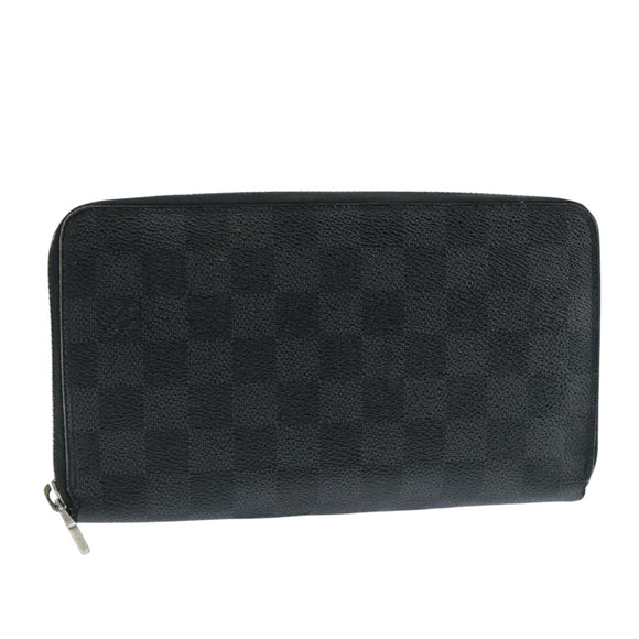 LOUIS VUITTON Damier Graphite Zippy Organizer Long Wallet N63077 LV Auth 106425