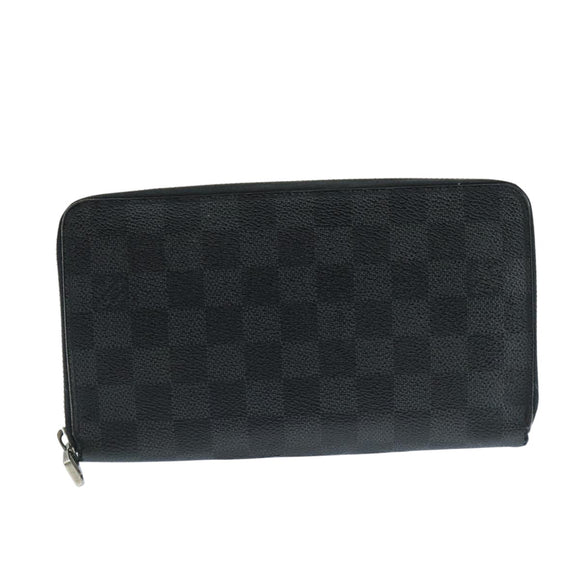LOUIS VUITTON Damier Graphite Zippy Organizer Long Wallet N63077 LV Auth 106425