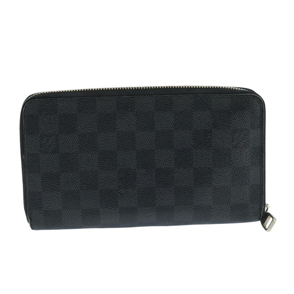 LOUIS VUITTON Damier Graphite Zippy Organizer Long Wallet N63077 LV Auth 106425