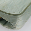 CHANEL Matelasse Hand Bag Satin Green CC Auth 106444-14