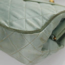 CHANEL Matelasse Hand Bag Satin Green CC Auth 106444-15