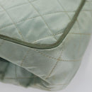 CHANEL Matelasse Hand Bag Satin Green CC Auth 106444-16