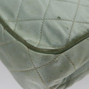 CHANEL Matelasse Hand Bag Satin Green CC Auth 106444-9