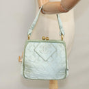 CHANEL Matelasse Hand Bag Satin Green CC Auth 106444-23