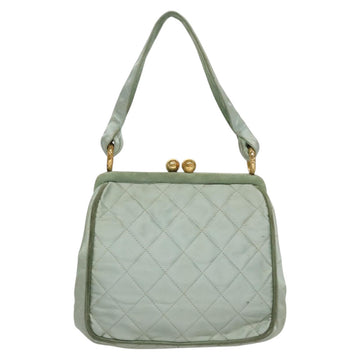 CHANEL Matelasse Hand Bag Satin Green CC Auth 106444 - 0