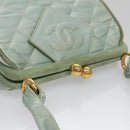 CHANEL Matelasse Hand Bag Satin Green CC Auth 106444-6