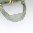 CHANEL Matelasse Hand Bag Satin Green CC Auth 106444-7
