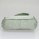 CHANEL Matelasse Hand Bag Satin Green CC Auth 106444-5