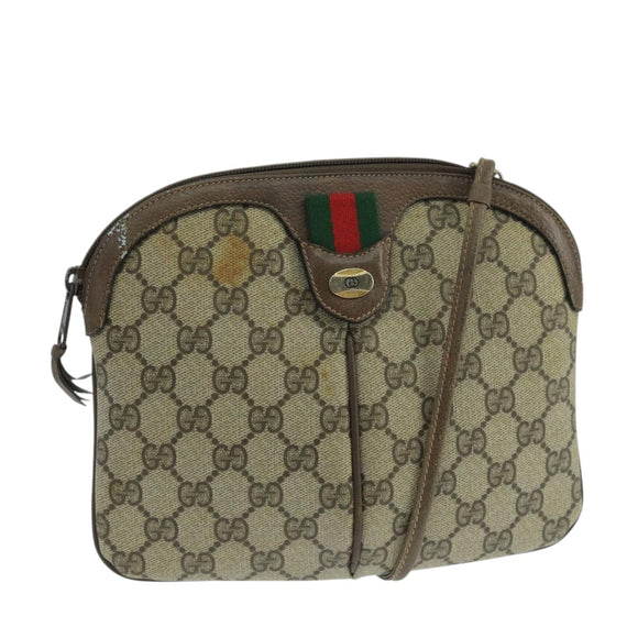 GUCCI GG Supreme Web Sherry Line Shoulder Bag Beige 904 02 047 Auth 106473