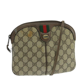 GUCCI GG Supreme Web Sherry Line Shoulder Bag Beige 904 02 047 Auth 106473