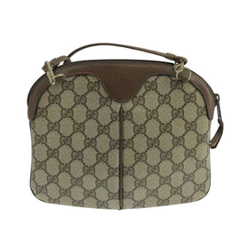 GUCCI GG Supreme Web Sherry Line Shoulder Bag Beige 904 02 047 Auth 106473 - 0