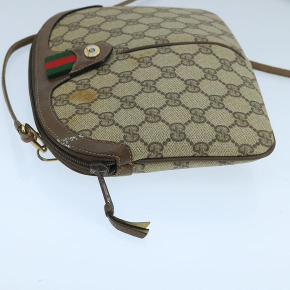 GUCCI GG Supreme Web Sherry Line Shoulder Bag Beige 904 02 047 Auth 106473