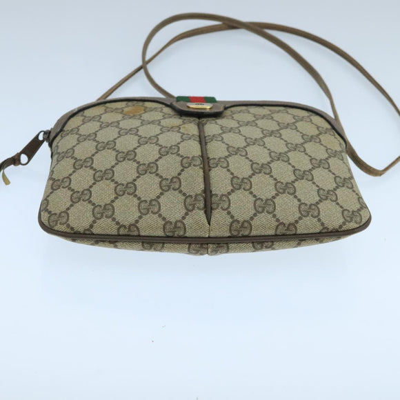 GUCCI GG Supreme Web Sherry Line Shoulder Bag Beige 904 02 047 Auth 106473