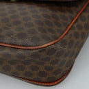 CELINE Macadam Canvas Shoulder Bag PVC Leather Brown Gold Auth 106514-14