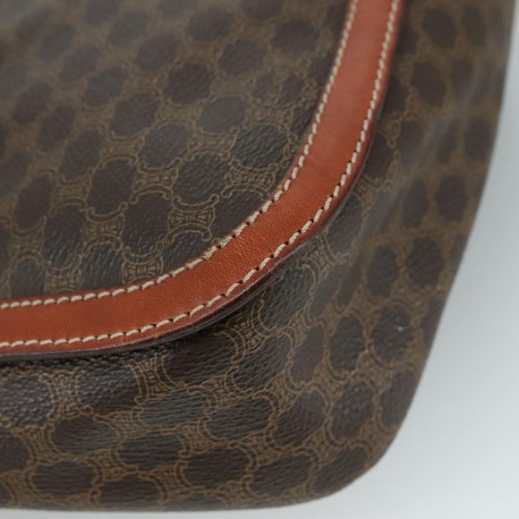 CELINE Macadam Canvas Shoulder Bag PVC Leather Brown Gold Auth 106514