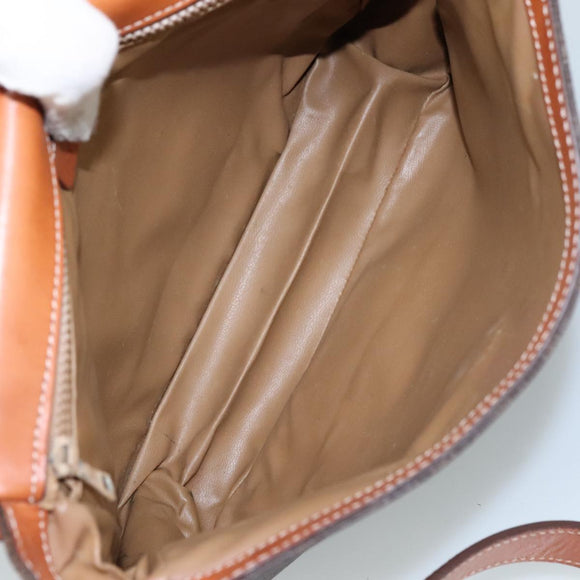 CELINE Macadam Canvas Shoulder Bag PVC Leather Brown Gold Auth 106514