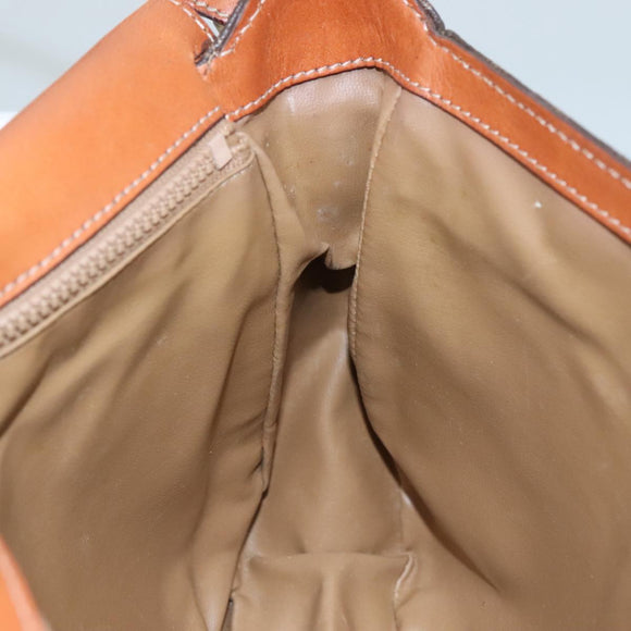 CELINE Macadam Canvas Shoulder Bag PVC Leather Brown Gold Auth 106514