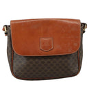 CELINE Macadam Canvas Shoulder Bag PVC Leather Brown Gold Auth 106514-13