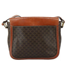 CELINE Macadam Canvas Shoulder Bag PVC Leather Brown Gold Auth 106514-2