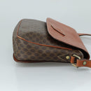 CELINE Macadam Canvas Shoulder Bag PVC Leather Brown Gold Auth 106514-3