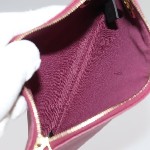 FENDI Triplet Clutch Bag Leather Brown Purple gold Auth 106719V