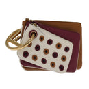 FENDI Triplet Clutch Bag Leather Brown Purple gold Auth 106719V-1
